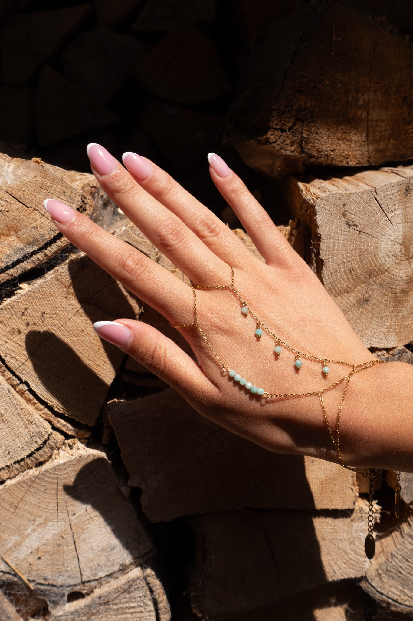 Côte x Capri hand chain set turquoise - gold plated