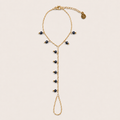 Côte handchain donkerblauw - gold plated