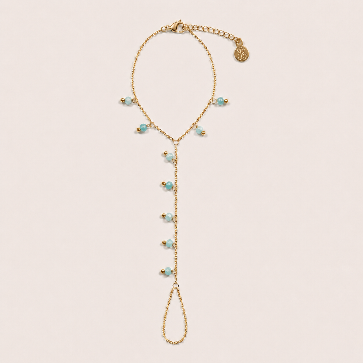 Côte hand chain turquoise - gold plated