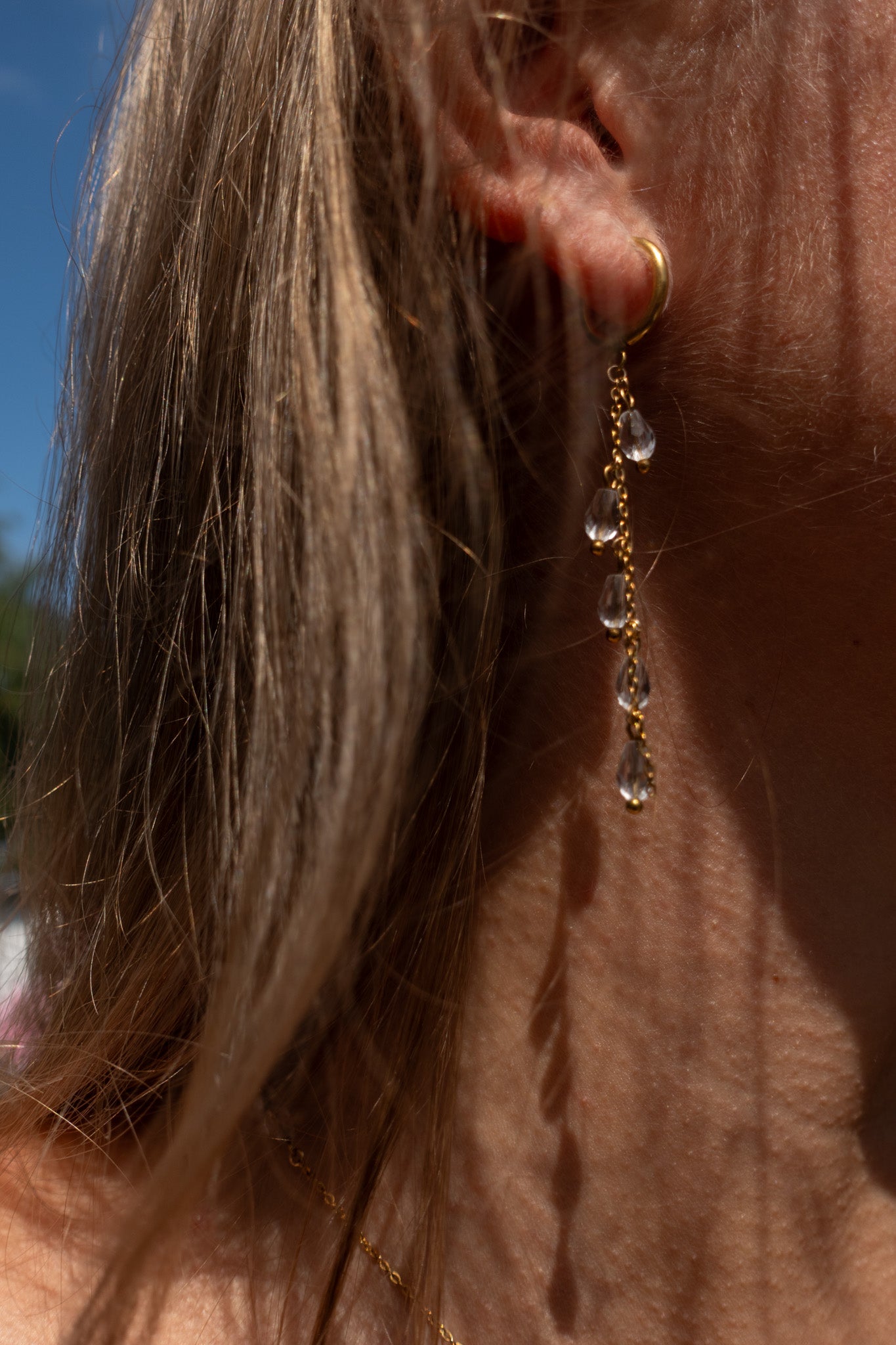 Azure oorbellen helder - gold plated
