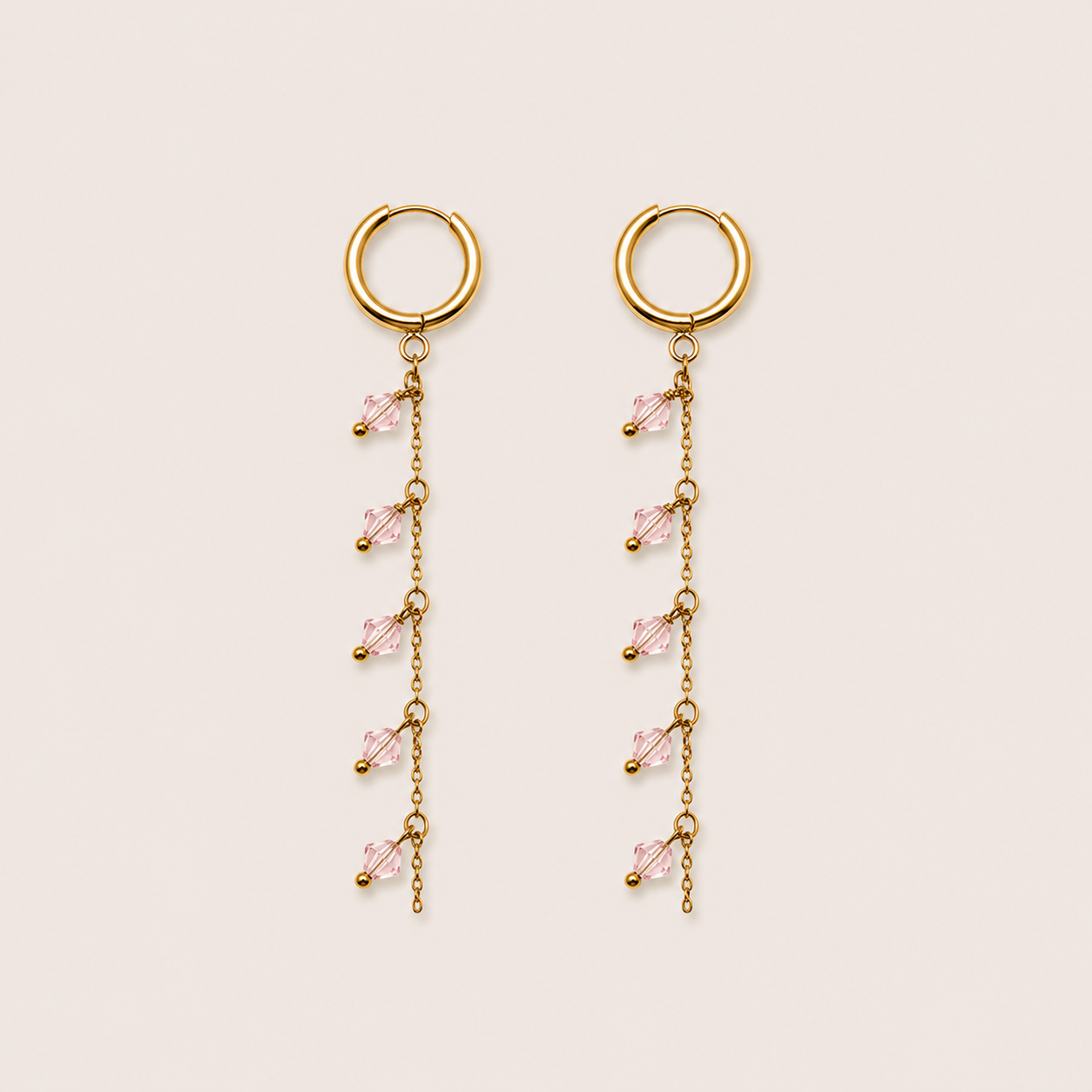 Azure oorbellen roze - gold plated