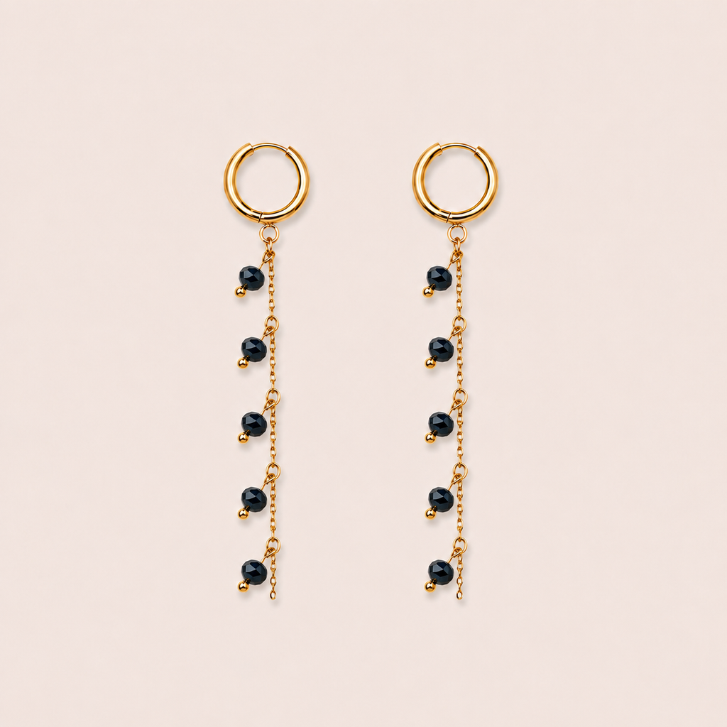 Azure oorbellen donkerblauw - gold plated