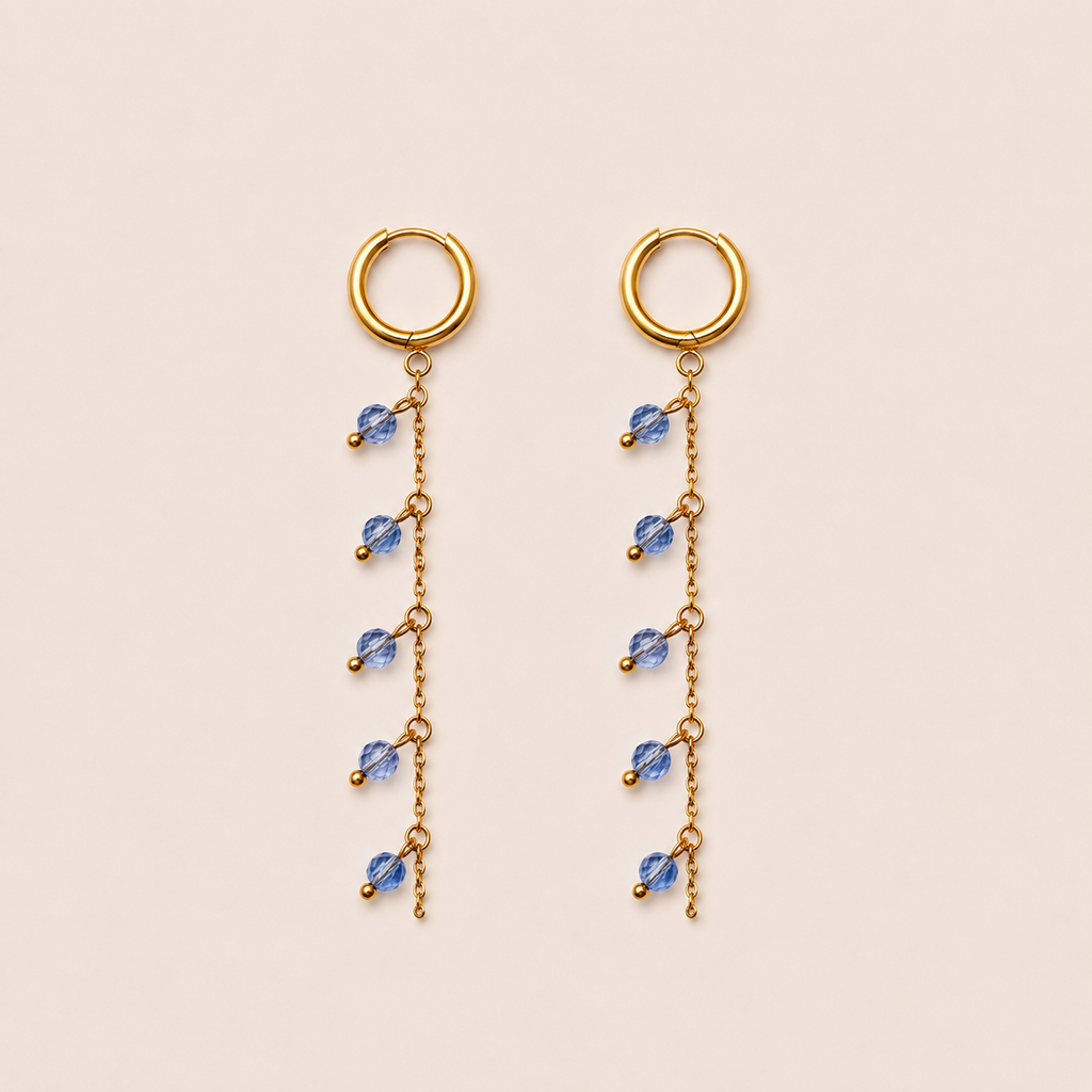 Azure oorbellen blauw - gold plated