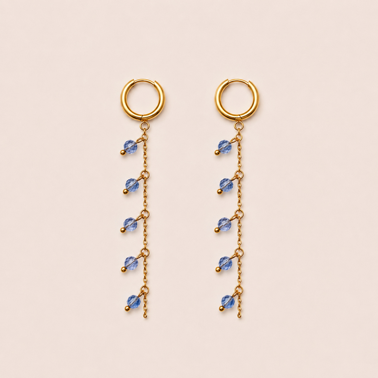 Azure oorbellen blauw - gold plated