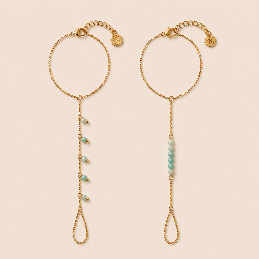 Côte x Capri hand chain set turquoise - gold plated
