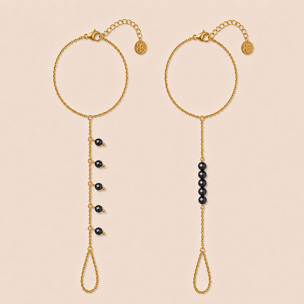 Côte x Capri hand chain set donkerblauw - gold plated