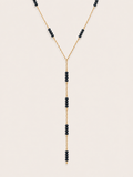 Soleil ketting donkerblauw - gold plated