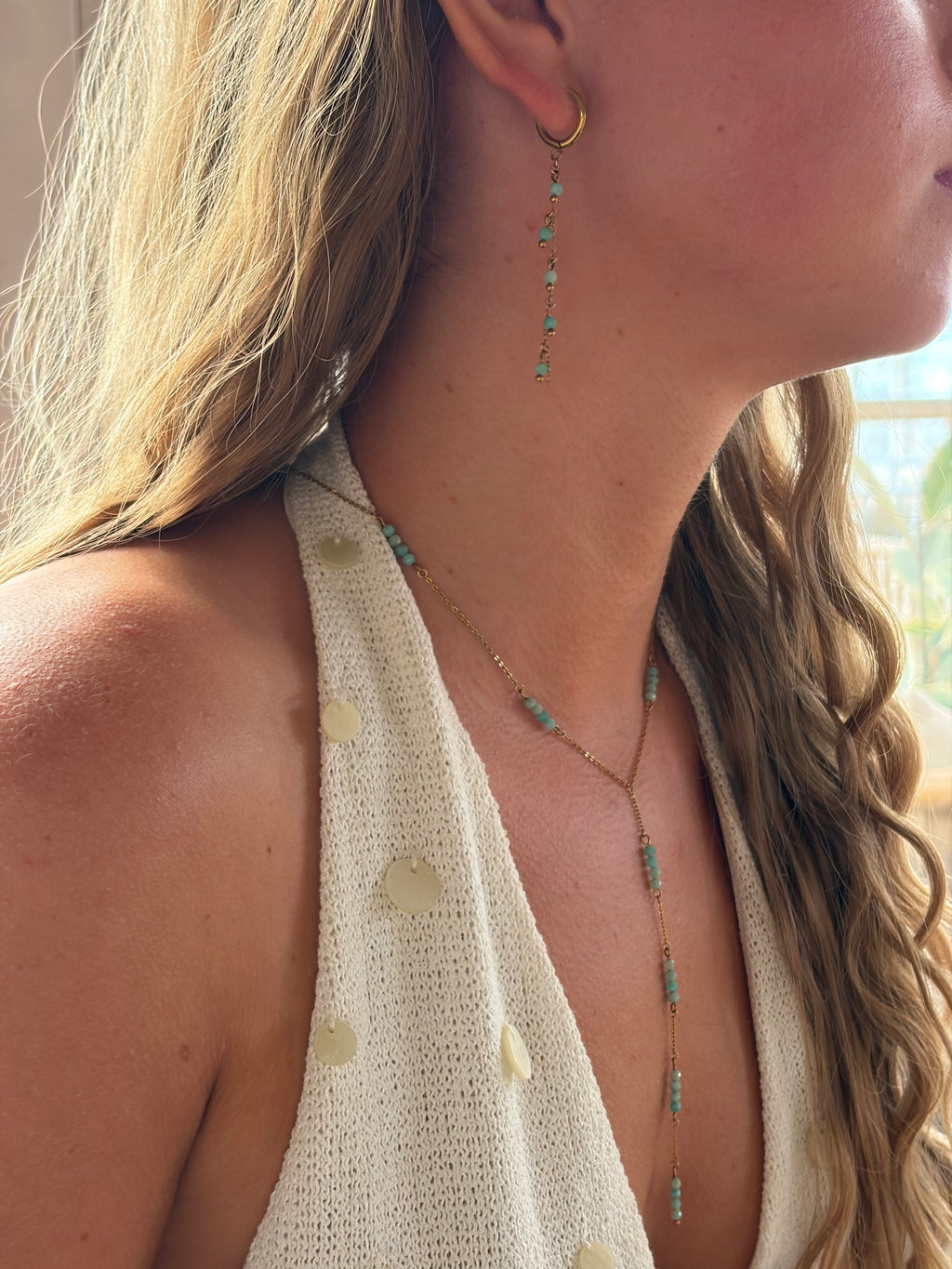 Soleil ketting turquoise - gold plated