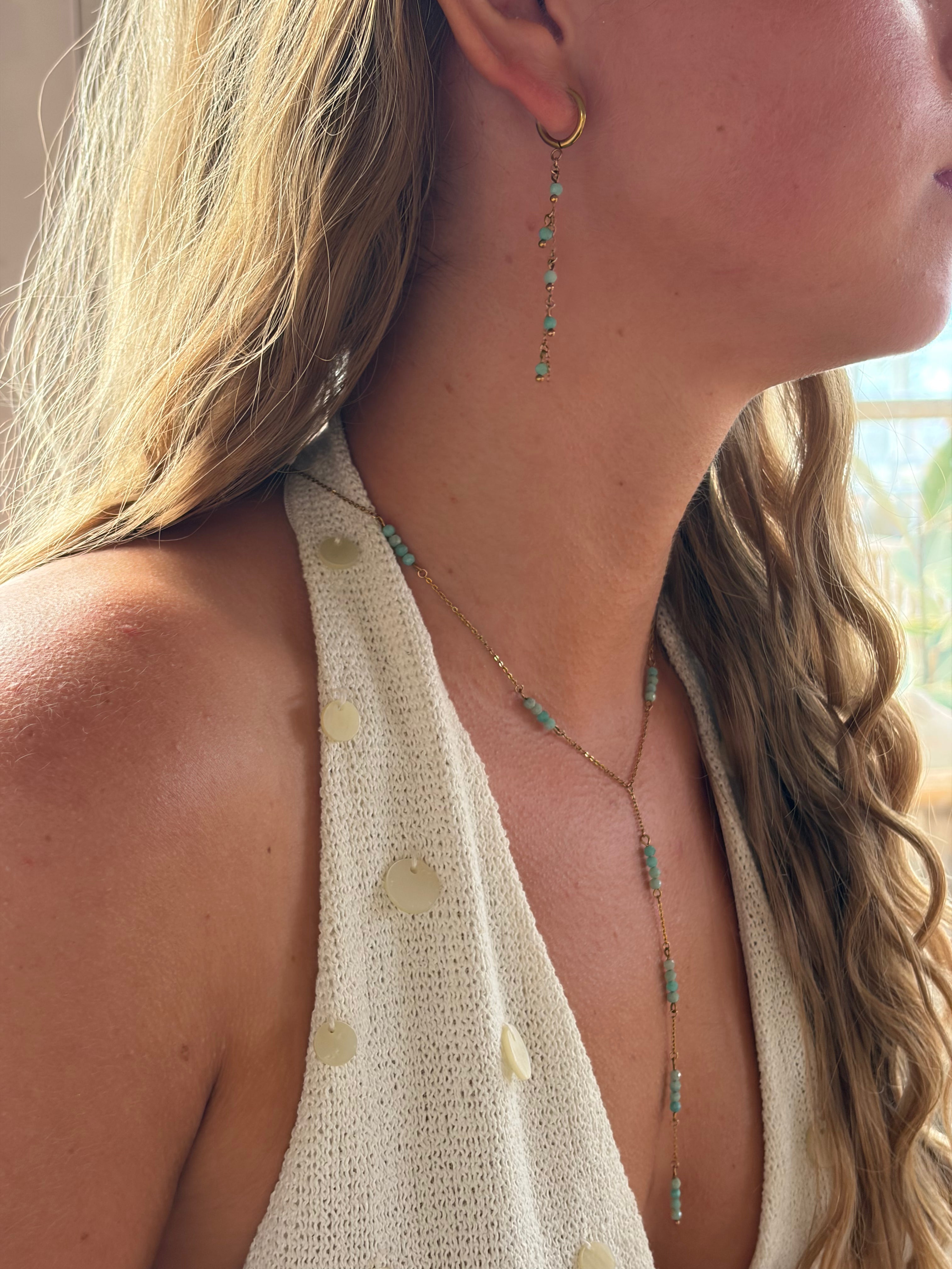 Soleil ketting turquoise - gold plated