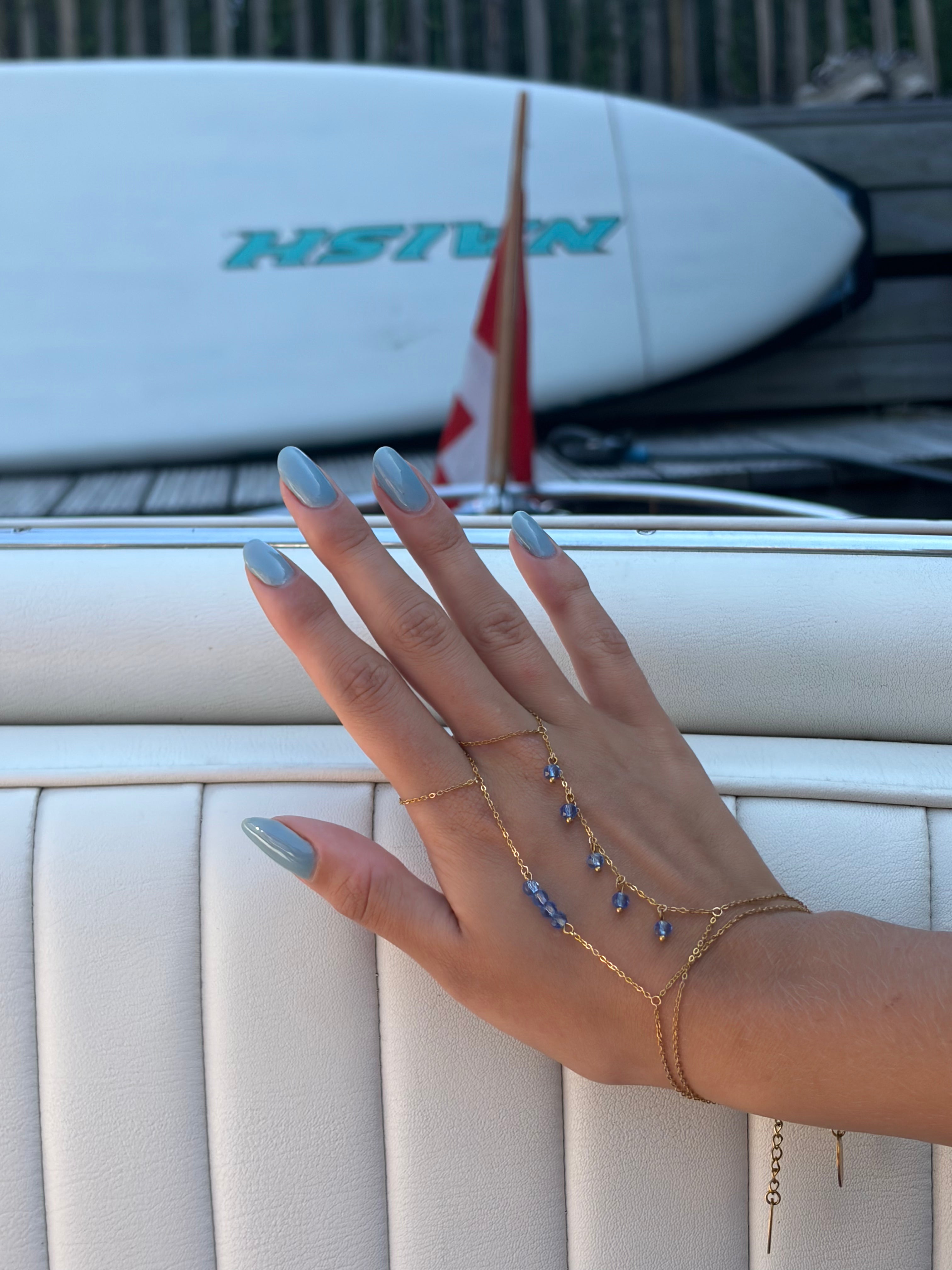Côte x Capri hand chain set blauw - gold plated