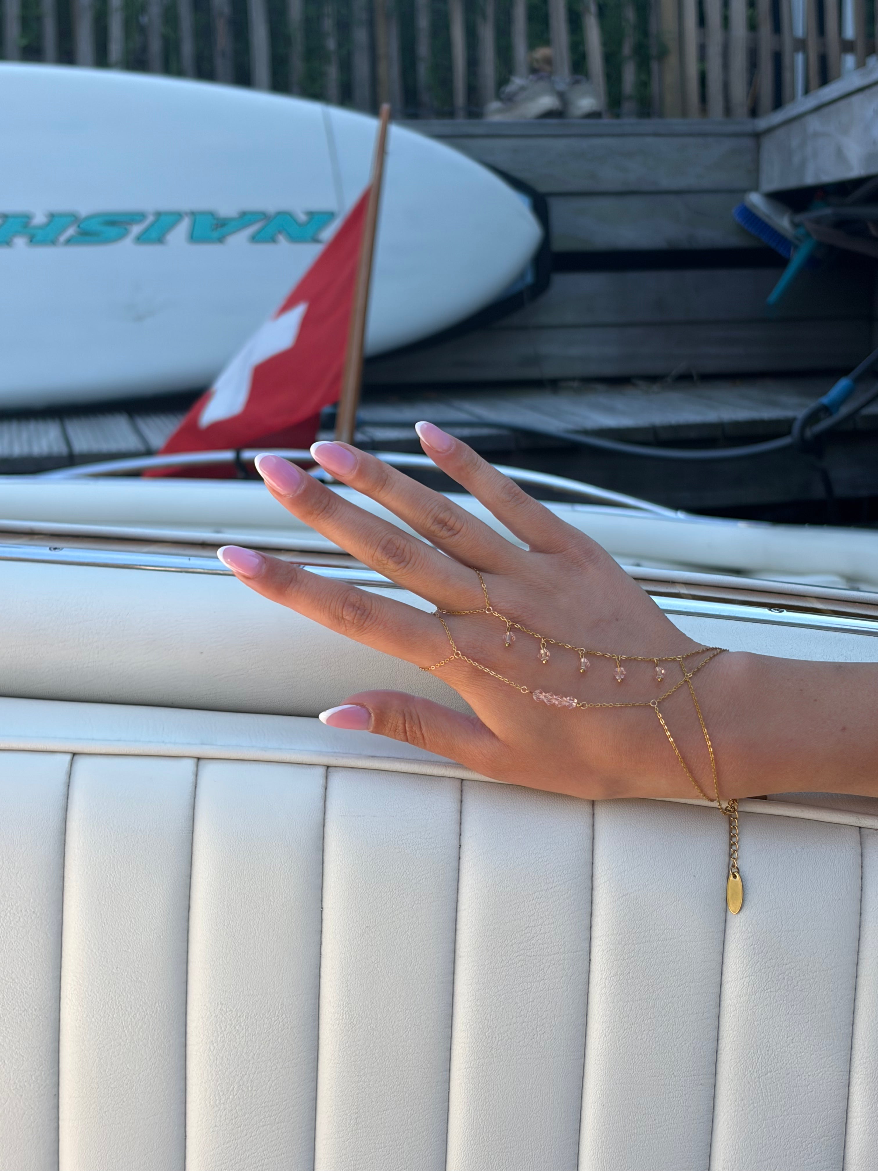 Côte x Capri hand chain set roze - gold plated