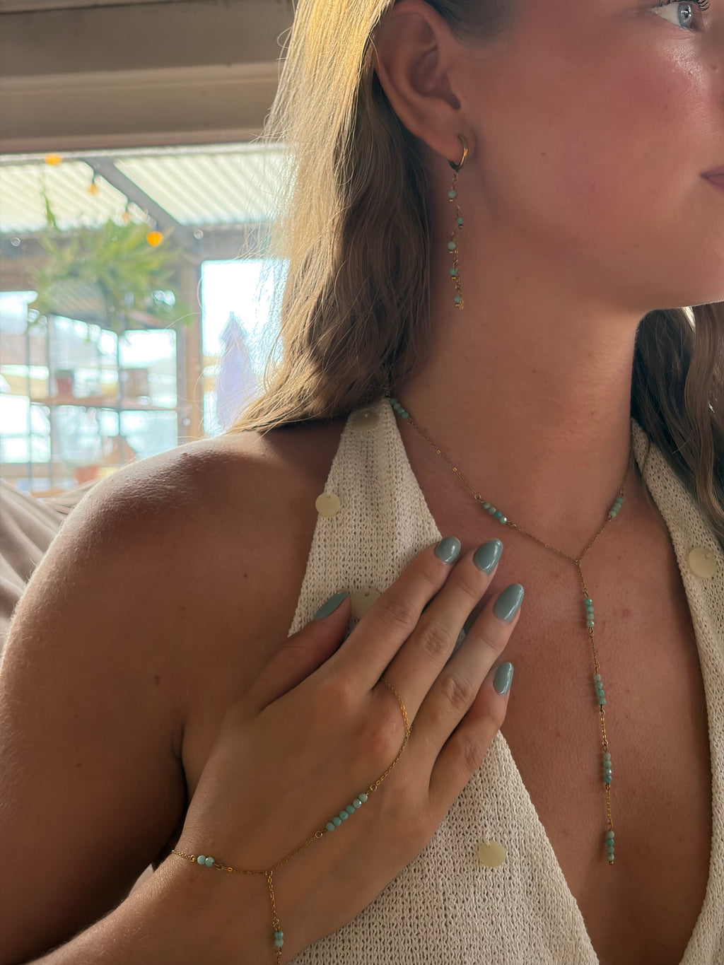 Capri complete set turquoise - gold plated