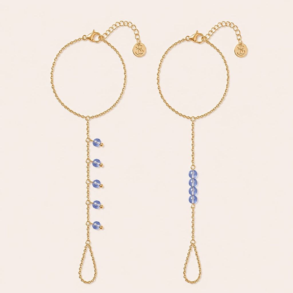 Côte x Capri hand chain set blauw - gold plated