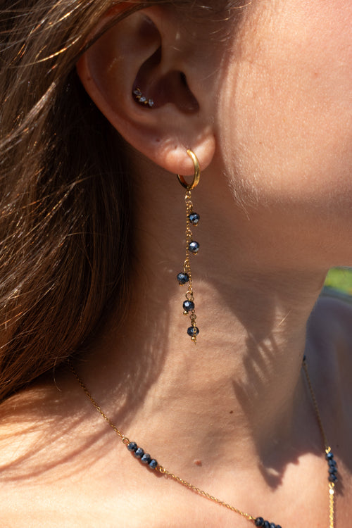 Azure oorbellen donkerblauw - gold plated